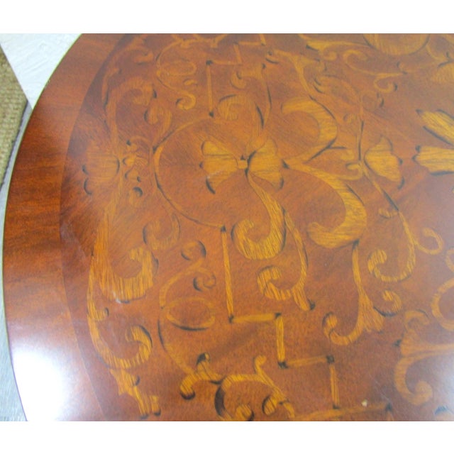 1990s 1990s Maitland-Smith Empire Pedestal Based Inlaid Marquetry Top Occasional Table For Sale - Image 5 of 11