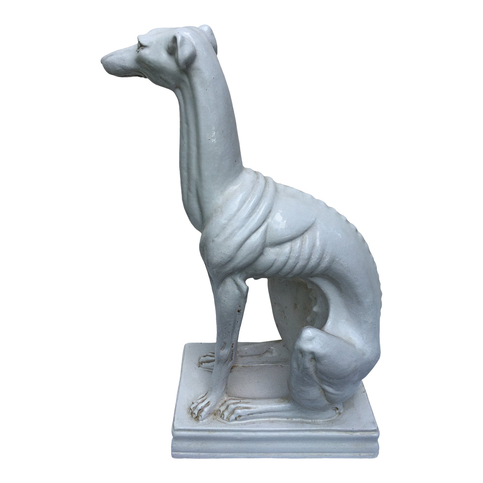 Italian Ceramic Greyhound Statue Chairish
