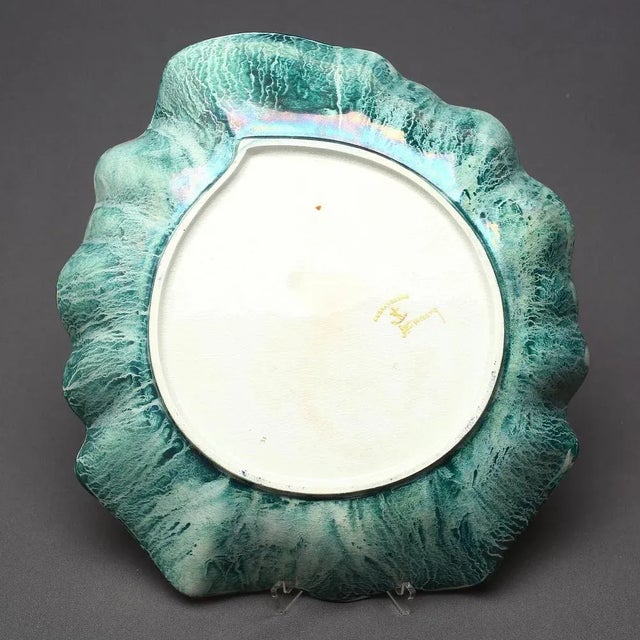 Large Swedish Art Deco Leaf-Shaped Green Lustre Centrepiece by Josef Ekberg for Gustavsberg, 1929 For Sale - Image 3 of 5