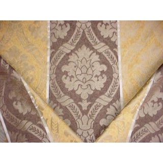 Scalamandre Palazzo Stripe Camel Gold Damask Upholstery Fabric- 2-3/4 (8-3/4) Yards For Sale
