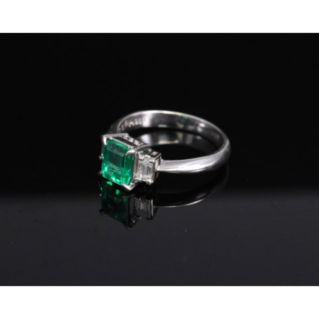 Late 20th Century 0.96ct Gia Colombian Untreated No Oil Emerald & Diamond Platinum Ring Size 5.75 For Sale - Image 12 of 18