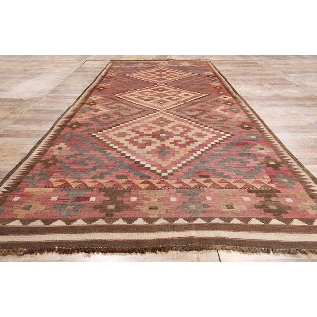 Antique Afghani Maimana Kilim Rug Runner, 04'11 X 15'09 For Sale - Image 9 of 10