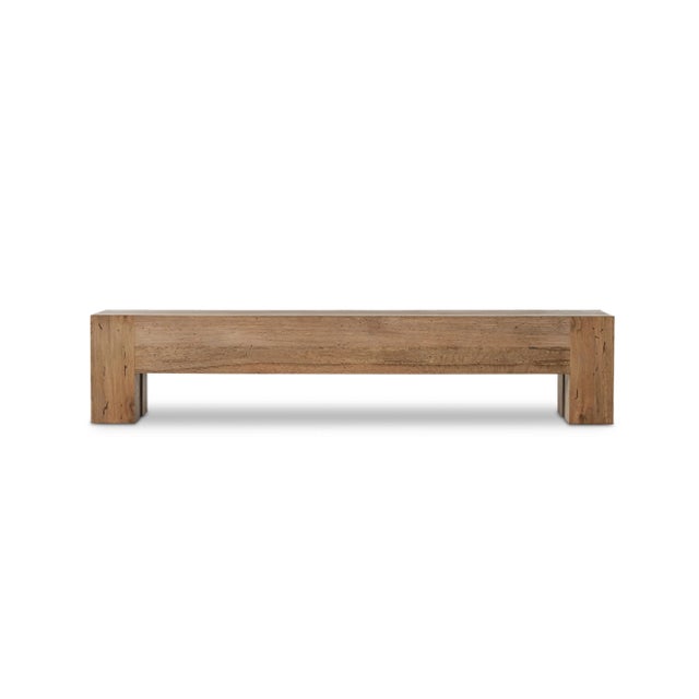 Wood Four Hands Abaso Large Accent Bench, Rustic Wormwood For Sale - Image 7 of 12