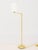Pair of Modern Polished Brass Adjustable Floor Lamps, each with articulated arm and white pleated shade. Most compact...