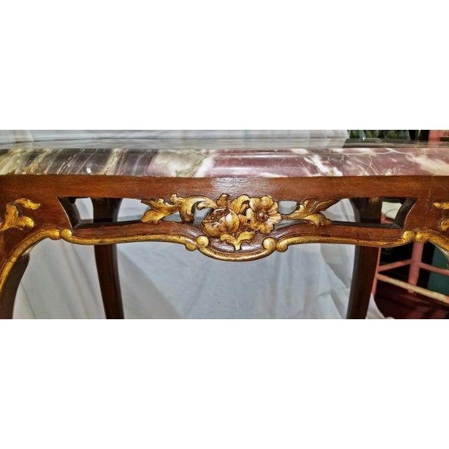 Wood 19c French Louis XV Style Marble Top Side Table For Sale - Image 7 of 9