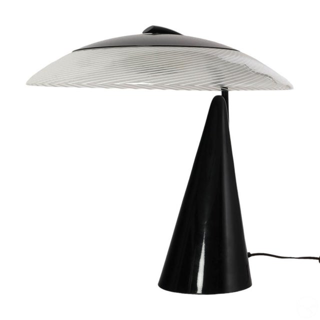 A Mauro Marzollo modern art glass metal table lamp. The Modernist Italian table lamp was produced in the manner of Mauro...