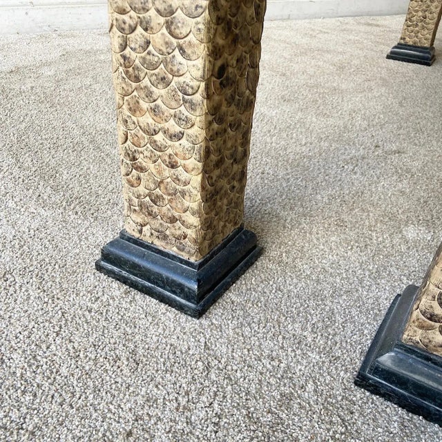 Black Chinoiserie Black Tessellated Stone Top Console Table For Sale - Image 8 of 10