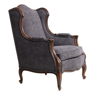 Early 20th Century France Louis XV Blue Wood Armchair For Sale