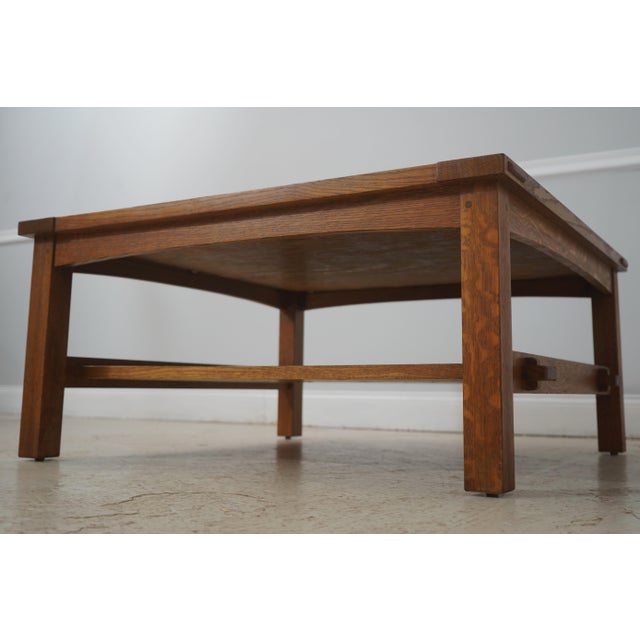Brown Stickley Mission Oak Tile Top Coffee Cocktail Table For Sale - Image 8 of 14