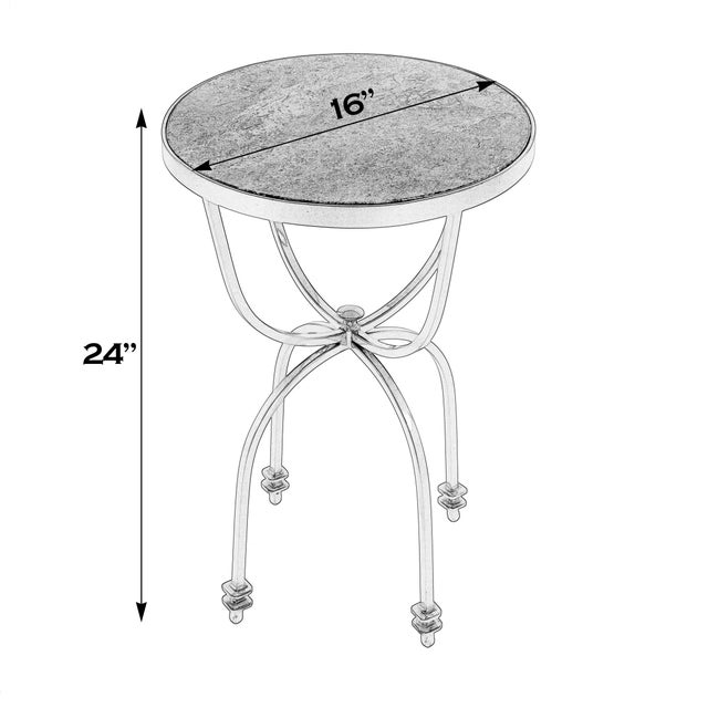 This exquisite Butler Specialty Company 16" wide round table boasts a marble stone inset top and a metal base that narrows...
