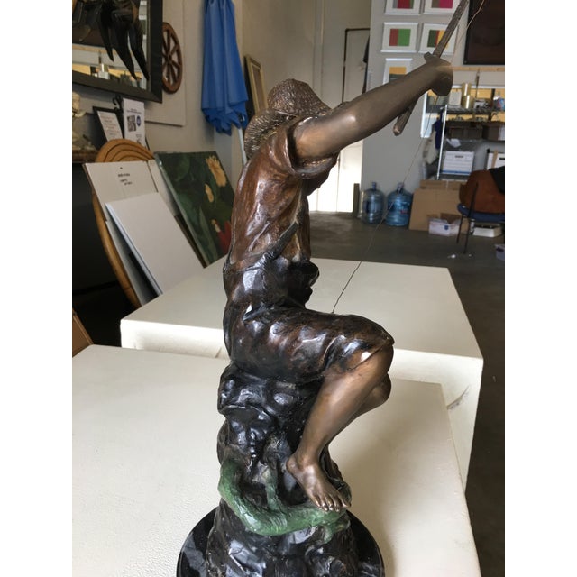 Bronze "Boy Fishing" Figurine by Goldscheider Chairish