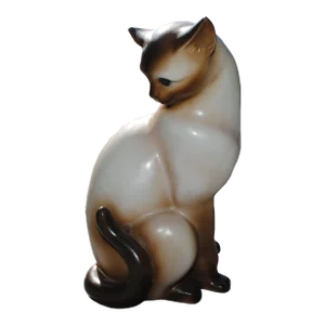 Vintage Ceramic Siamese Cat Sitting Figurine