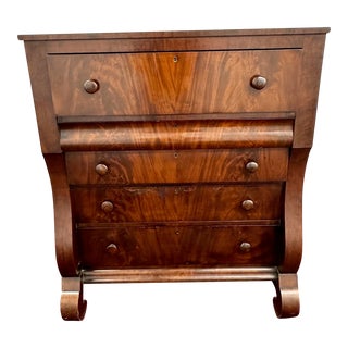 1920s American Empire Flame Mahogany Chest For Sale
