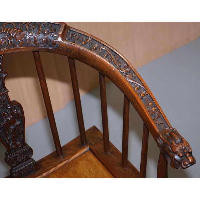 Wood Set of Anglo Chinese Hand Carved Savonarola Armchairs, 1900s For Sale - Image 7 of 18