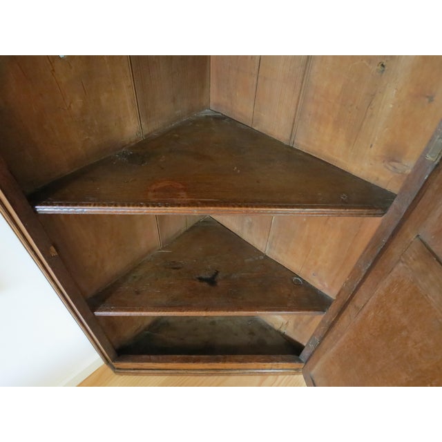Georgian Oak Panelled Wall-Hanging Corner Cupboard, 1750 For Sale - Image 16 of 18