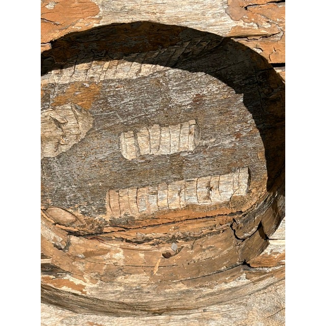 Late 20th Century Vintage Wood Milling Wheel - Art Sculpture For Sale - Image 5 of 9