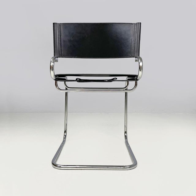 Italian Modern Black Leather Chairs Terry by Luigi Saccardo for Arrmet, 1970s, Set of 4 For Sale - Image 6 of 18