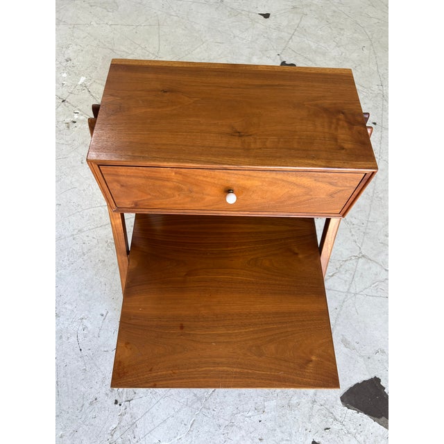 Vintage Walnut Side Table With Drawer Designed by Kipp Stewart for Drexel Declaration Chairish