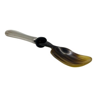 1990s Italian Silver & Horn Caviar Serving Spoon – Greggio, Italy For Sale