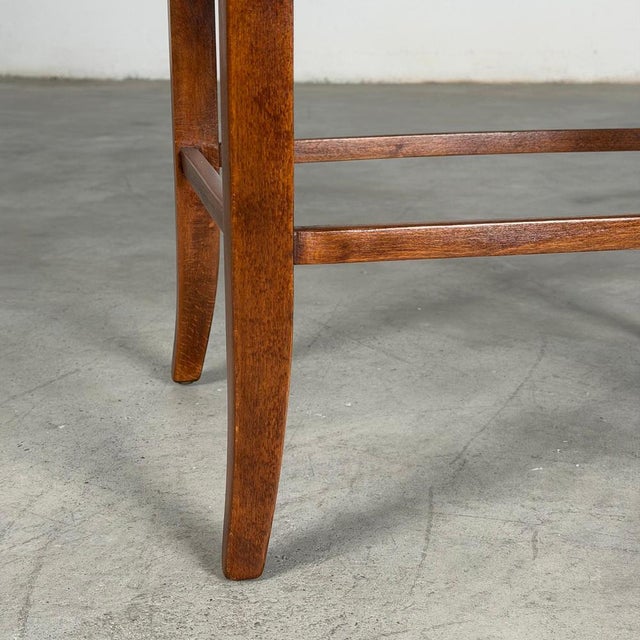 Brown Austrian Secessionist Stool Reupholstered with Dedar Melange Bouclè, 1890s-1910s For Sale - Image 8 of 15