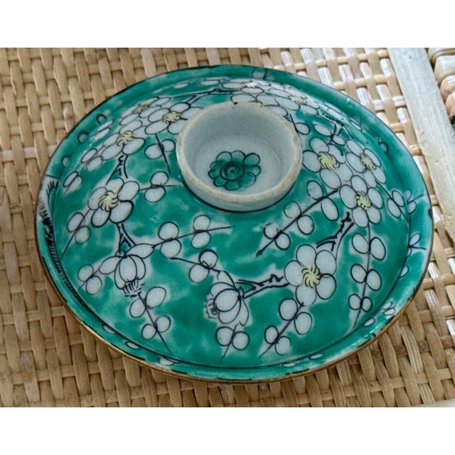 Chinese Gaiwan Lidded Tea Cup, Saucer and Plate For Sale - Image 4 of 9
