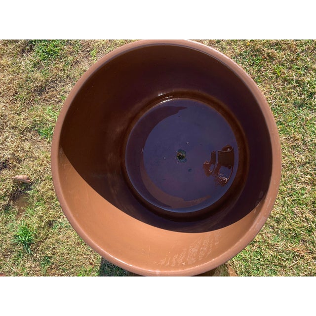 Mid Century Brown Glazed Gainey Pots- A Pair For Sale - Image 12 of 13