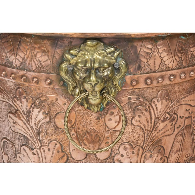 Metal Large Dutch Round Copper Bucket For Sale - Image 7 of 10