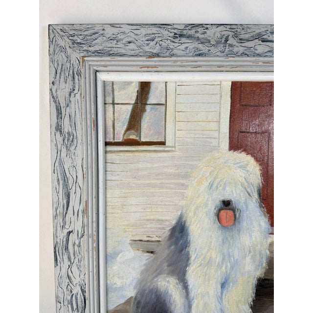 1970s Original Mid Century Oil on Canvas Board Painting of a Sheepdog For Sale - Image 5 of 7