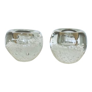 Mid Century Murano Glass Candle Holders- a Pair For Sale