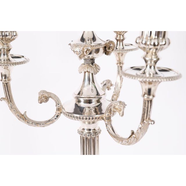 Antique Large Silver Plated Four Light Candelabra, Set of 2 For Sale - Image 4 of 18