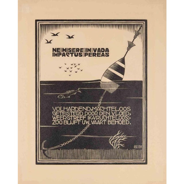 Modern Maurits Cornelis Escher, Buoy, 1931, Woodcut Print For Sale - Image 3 of 3