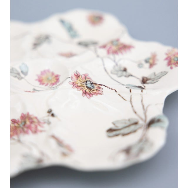 19th Century English Adderley Floral Oyster Plate For Sale - Image 4 of 5