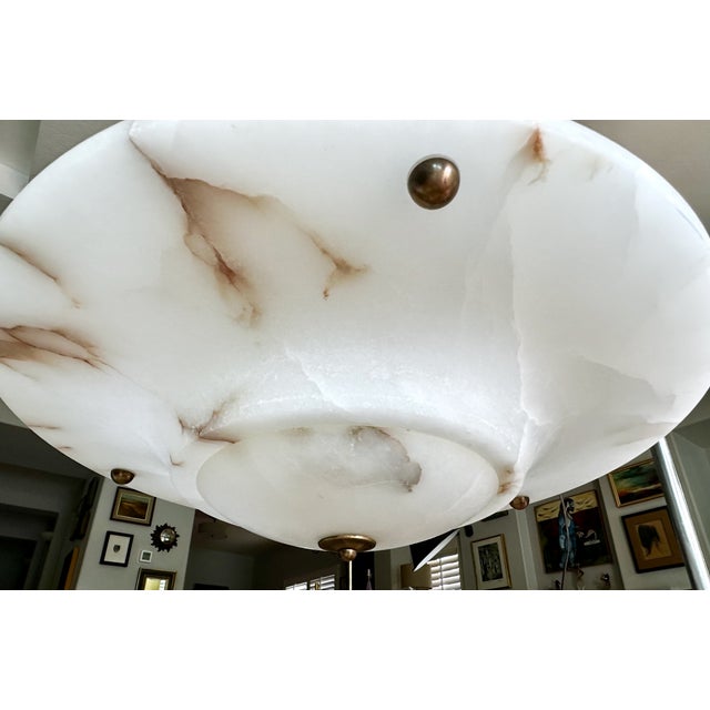 Large French Directoire Style Alabaster Pendant Chandelier For Sale - Image 15 of 17