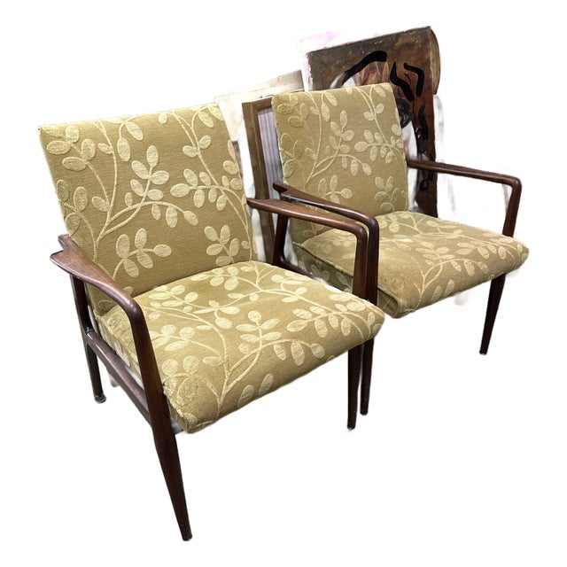 1950s Danish Modern Larsen Sculptural Lounge Chair Pair For Sale
