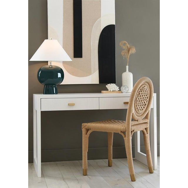 Mid-Century Modern Annie Teal Glazed Ceramic Lamp For Sale - Image 3 of 5