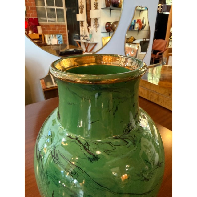 Italian Green Vase With Swirl Decoration, 1970s For Sale - Image 4 of 7