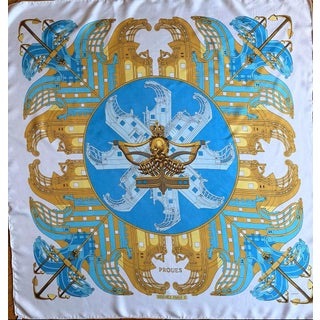 HERMÈS PROUES 1973 Silk Scarf designed by Ledoux Philippe For Sale