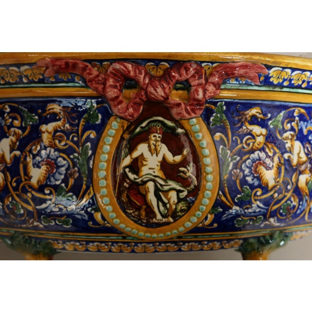 Blue Table Planter from Gien, 1890s For Sale - Image 8 of 10