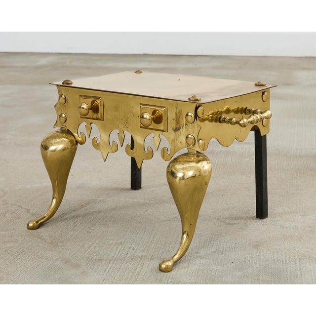 Victorian 19th Century English Patinated Brass Footman Trivet Stand For Sale - Image 3 of 12