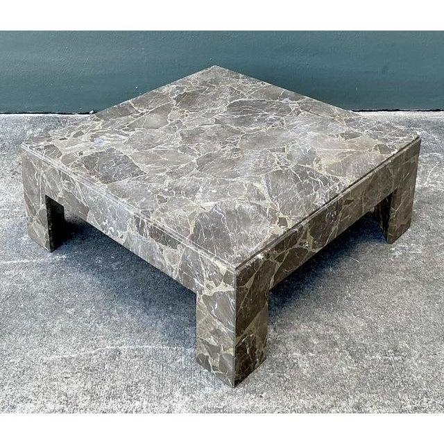 Vintage Boho Emperador Marble Coffee Table For Sale In West Palm - Image 6 of 11