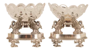 18th Century Tableware Silver Sterling Napoleonic Georgian Empire Salt Cellars French Baccarat Crystal Francois Durand - A Pair Tariff Free