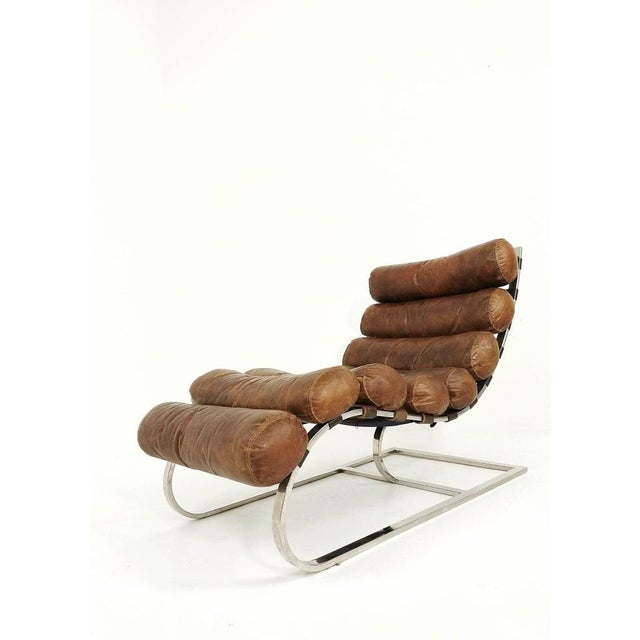 Brown Mid-Century Corona Lounge Chair in Leather and Chrome by Ludwig Mies Van Der Rohe, 1980s For Sale - Image 8 of 11
