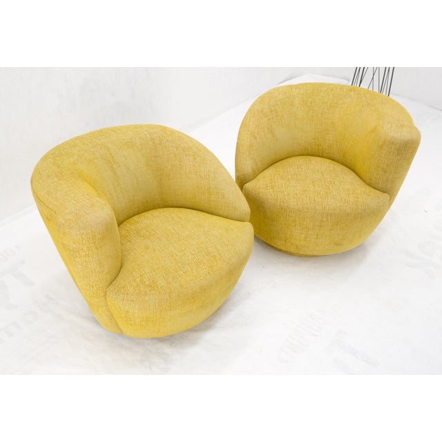 Pair of Vladimir Kagan for Directional Nautilus Chairs Yellow Gold MINT! For Sale - Image 10 of 15