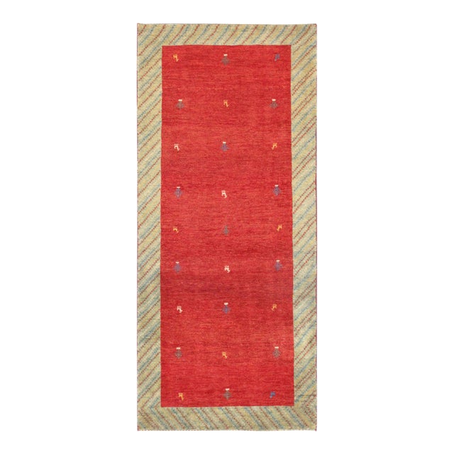 Pasargad Home Gabbeh Lamb's Wool Area Rug, 2' 9" X 6' 5", Red For Sale