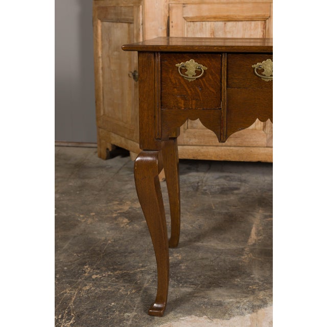 English Georgian 19th Century Oak Table with Three Drawers and Cabriole Legs For Sale - Image 12 of 12