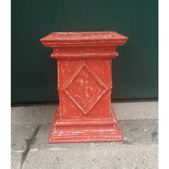 Wood Antique Red Wooden Stand For Sale - Image 7 of 11