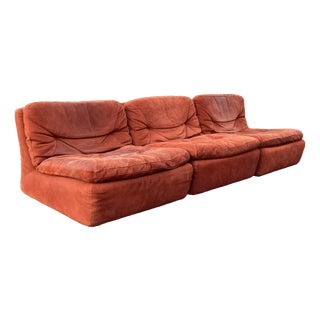 Vintage Velour Modular Sofa, 1970s, Set of 3 For Sale