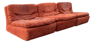 Vintage Velour Modular Sofa, 1970s, Set of 3