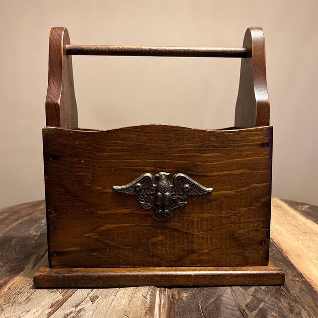 Farmhouse 1980s Vintage Solid Wood Mail Letter Box Features Eagle Country Americana Farmhouse For Sale - Image 3 of 12