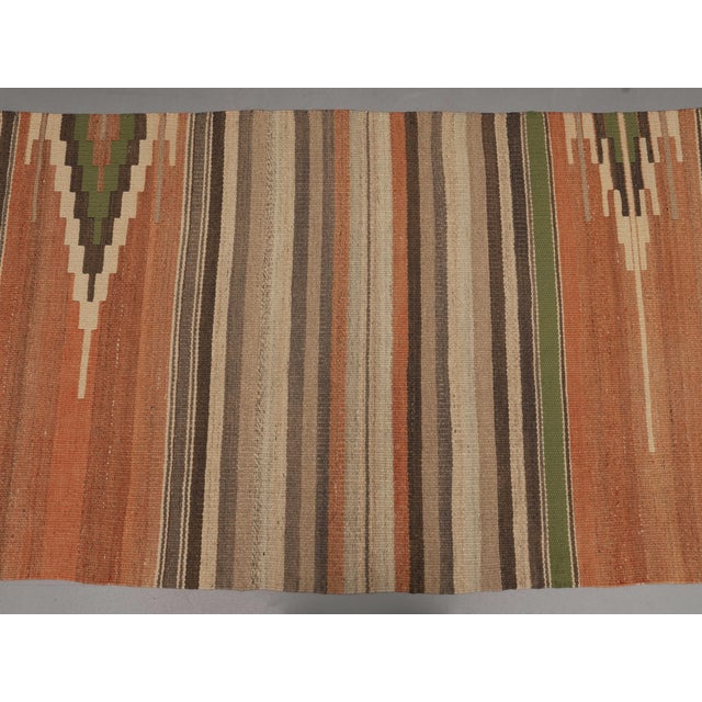 1970s 1970s Vintage Handmade Wool Cotton Terracotta Runner Rug For Sale - Image 5 of 11